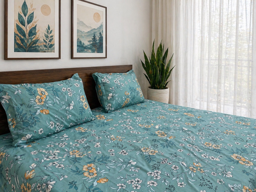 Aqua Meadow Bedsheet