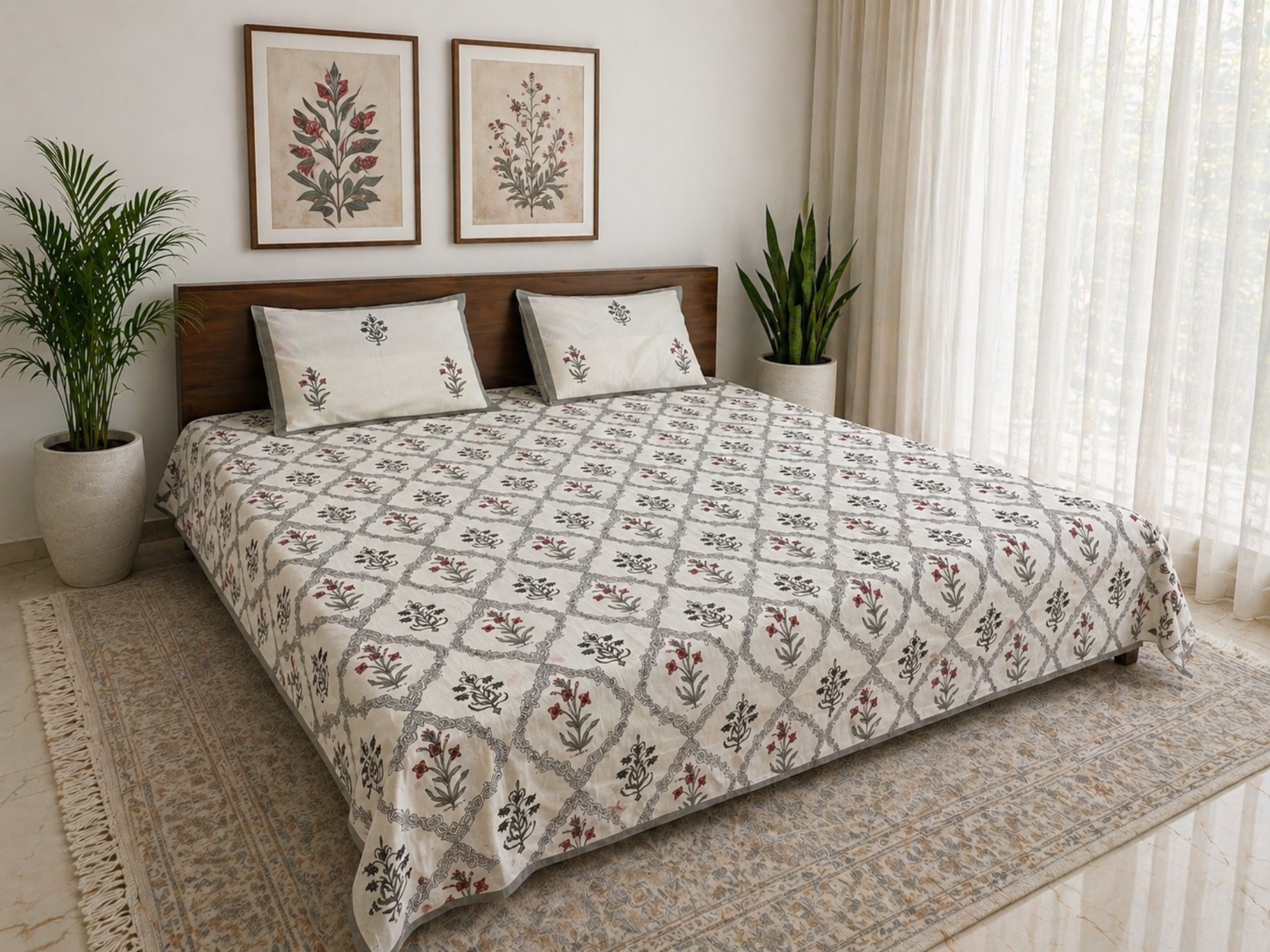Ivory Lattice Bedsheet